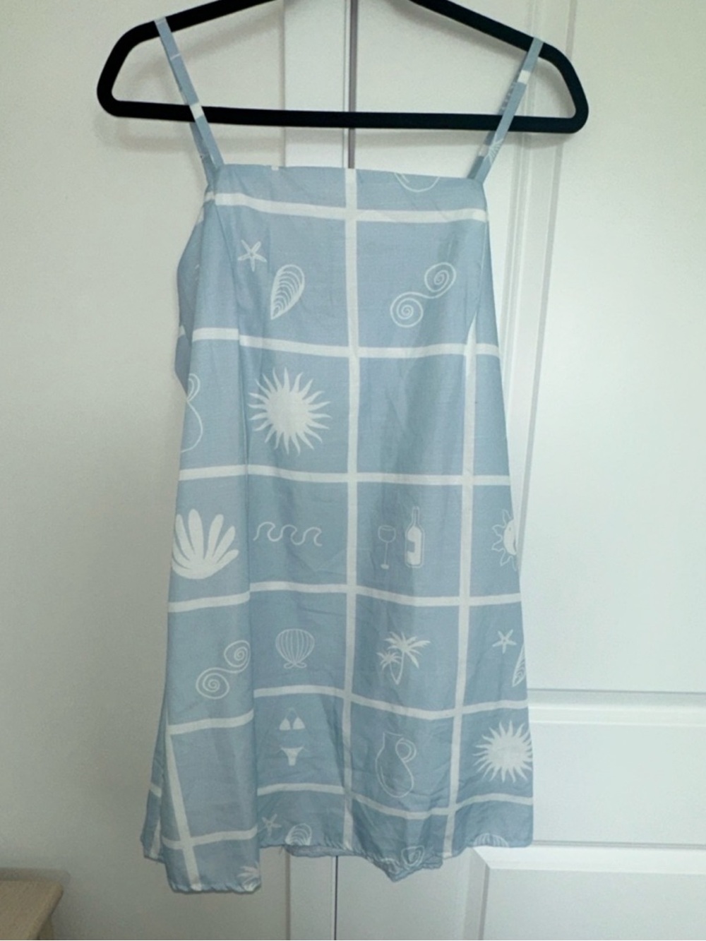 Blue Boho Print Spaghetti Strap Sundress Y2K | Vacation Dress | Size L | NWT